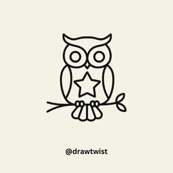 Owl Holding a Star doodle