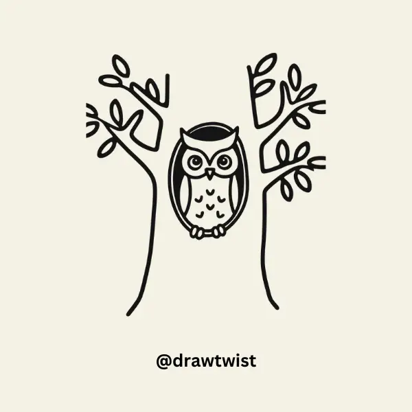 Owl Peeking From a Hole drawing