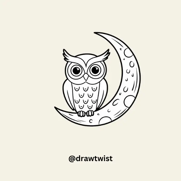 Owl Sitting on the Moon drawing