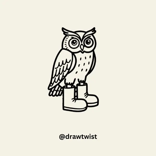 Owl Wearing Boots doodle