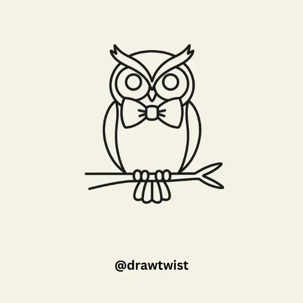 Owl With a Big Bow drawing