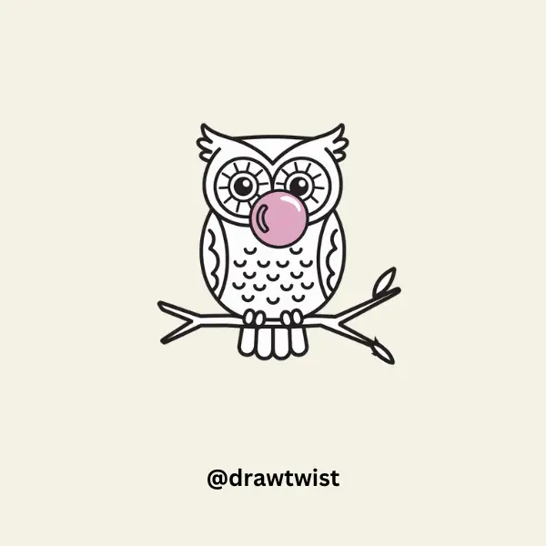 Owl With a Bubblegum Bubble drawing