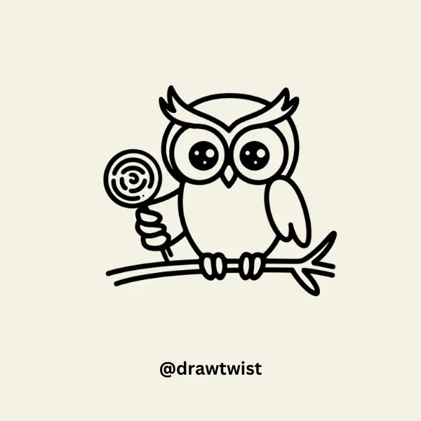 Owl With a Lollipop drawing