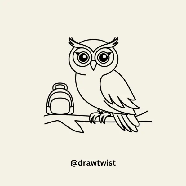 Owl With a Tiny Backpack drawing