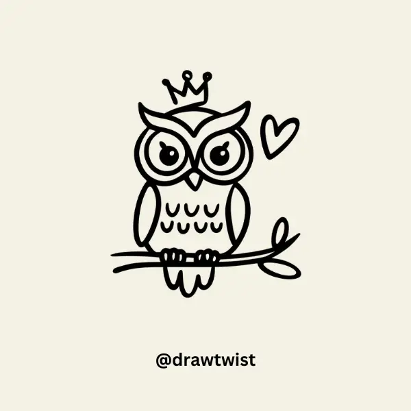 Owl With a Tiny Crown doodle