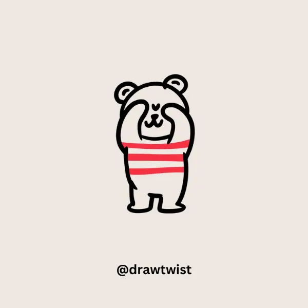 Peek-a-Boo Bear doodle drawing