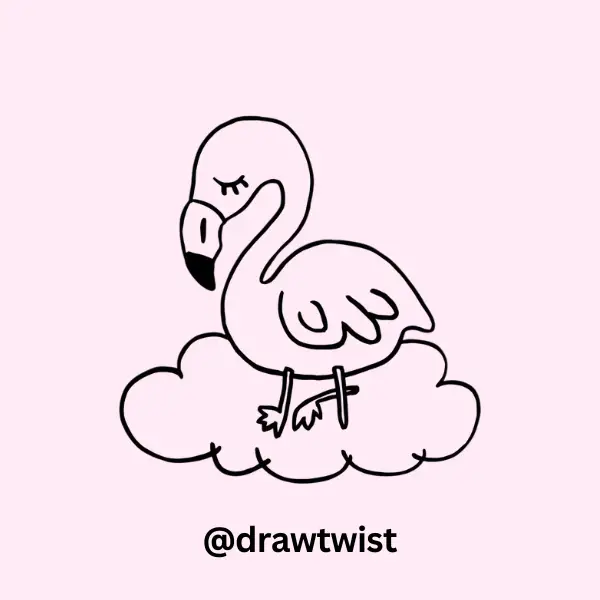 Sleepy Flamingo on a Cloud