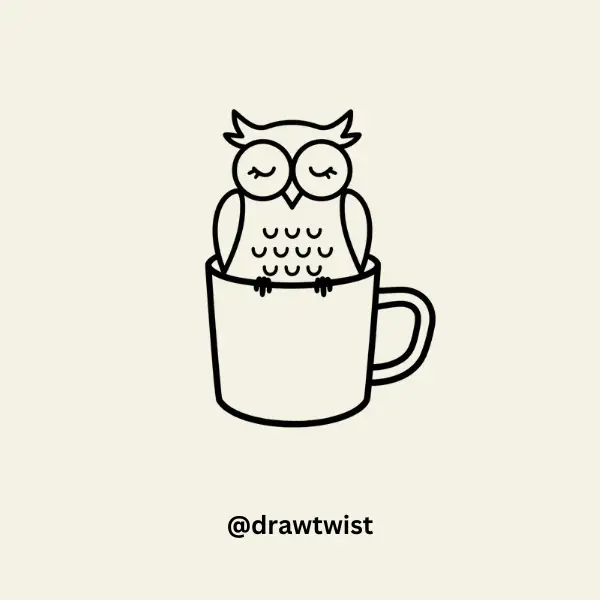 Sleepy Owl in a Mug doodle