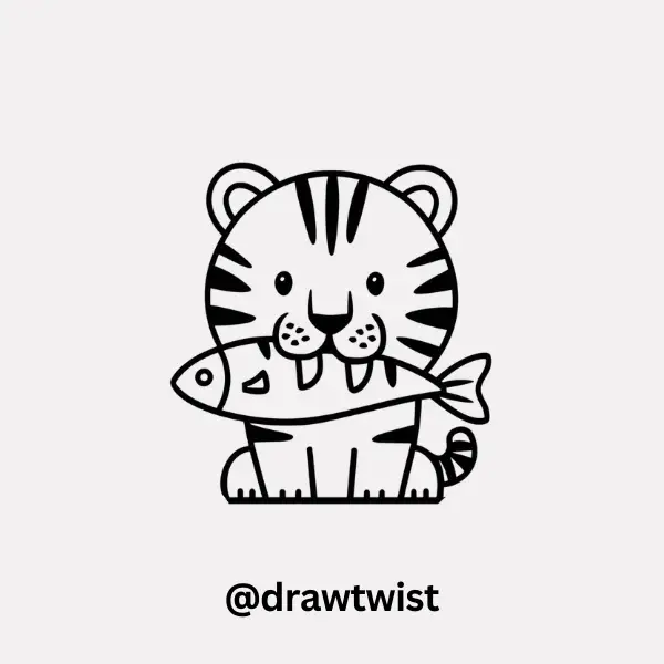 Tiger Holding a Fish