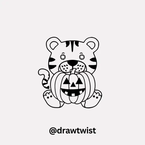 Tiger Holding a Pumpkin