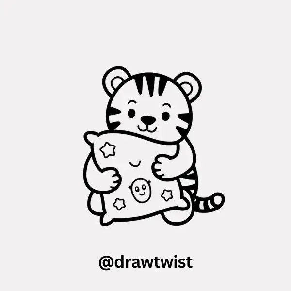 Tiger Hugging a Pillow
