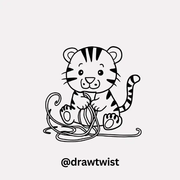 Tiger Playing With Yarn
