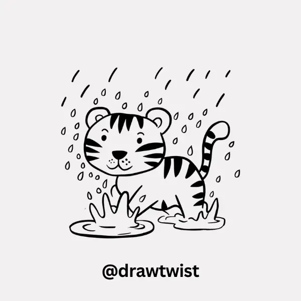 Tiger Playing in the Rain