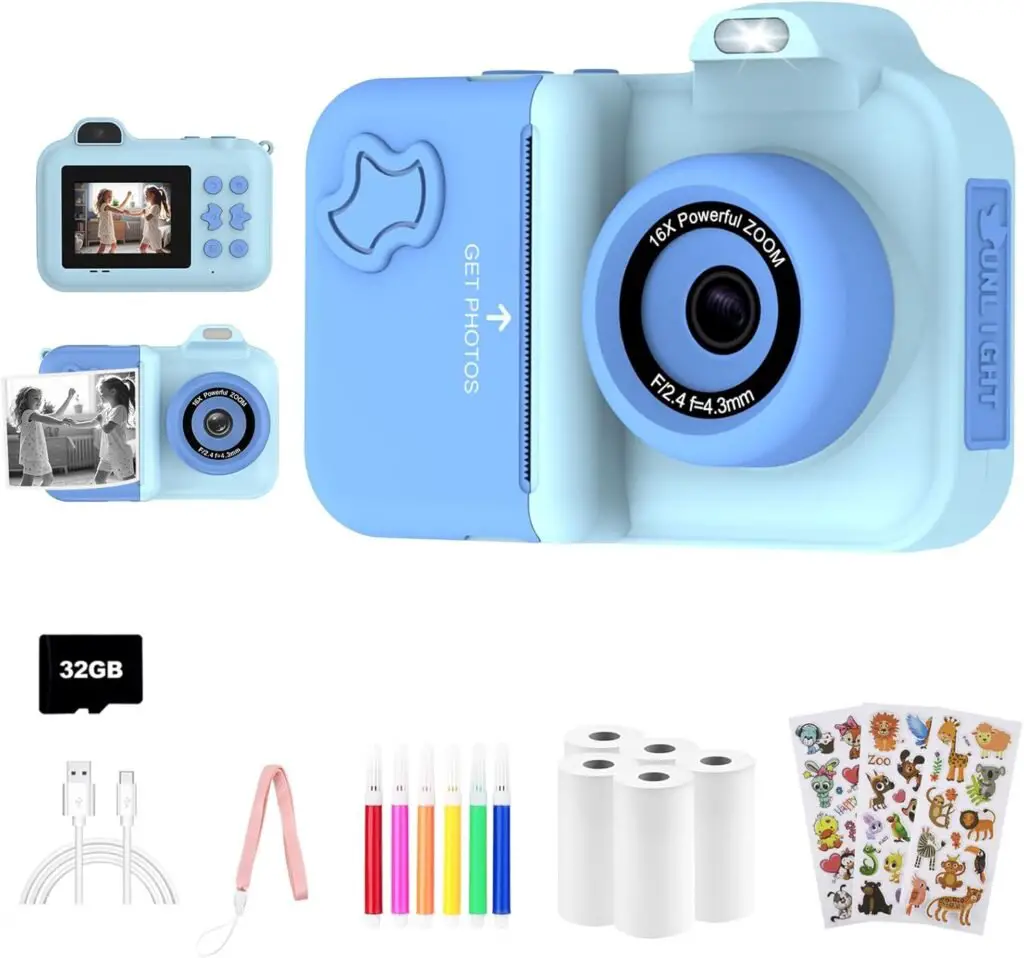 MISIRUN Instant Camera for Kids with Dual-Lens & Stickers