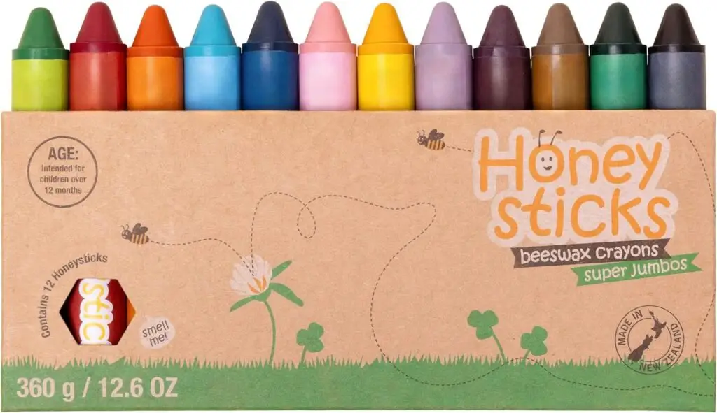 Honeysticks Super Jumbo Crayons (12 Pack) - Best beeswax crayons