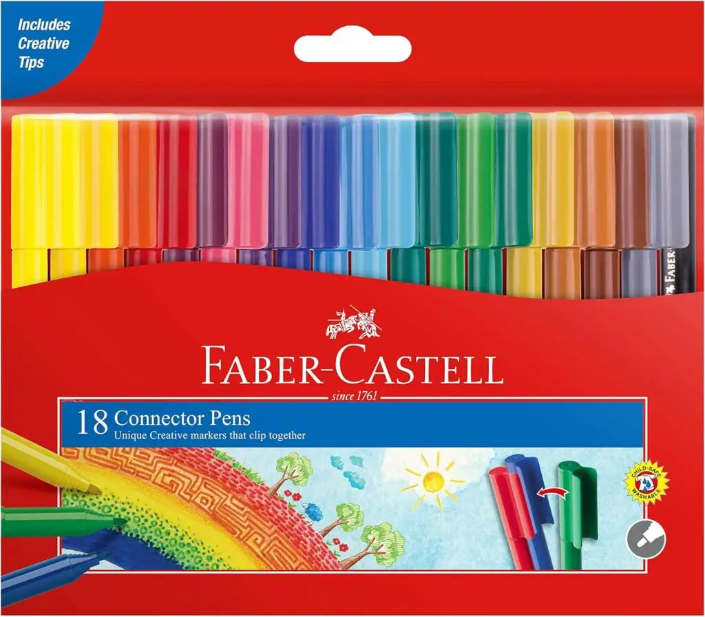 Faber-Castell Vibrant Connector Pen Colour Markers – Pack of 18