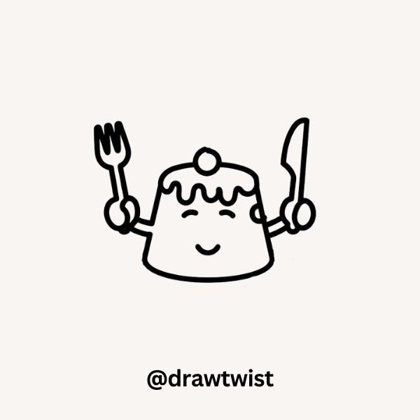 A Cake Holding a Tiny Fork and Knife