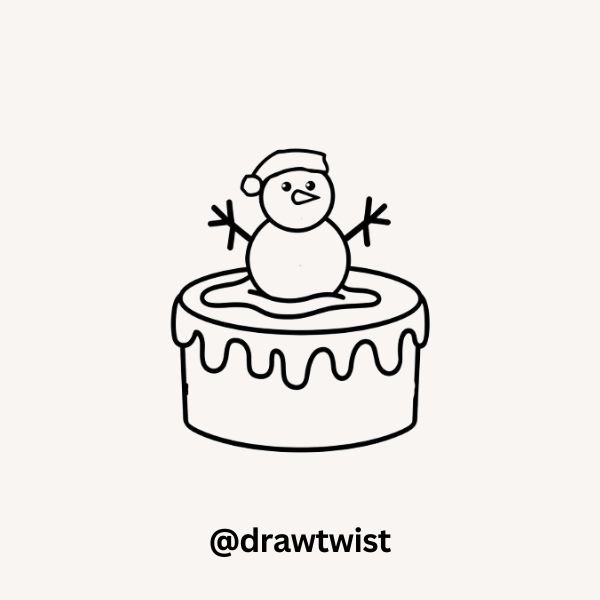 A Cake With a Melting Snowman on Top