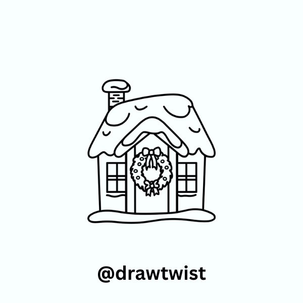 A Snowy House with a Christmas Wreath