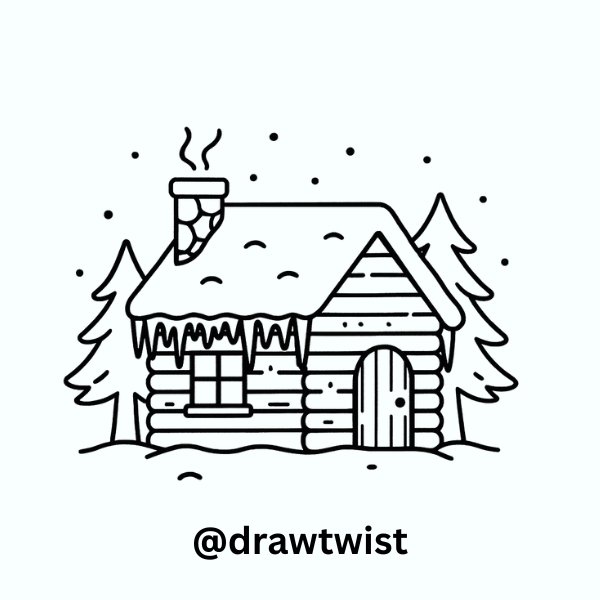 Cabin with Icicles Hanging from the Roof