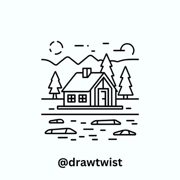 Cabin with a Frozen Lake in Front