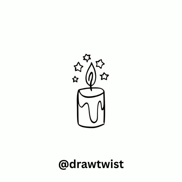 Candle with Stars Around the Flame