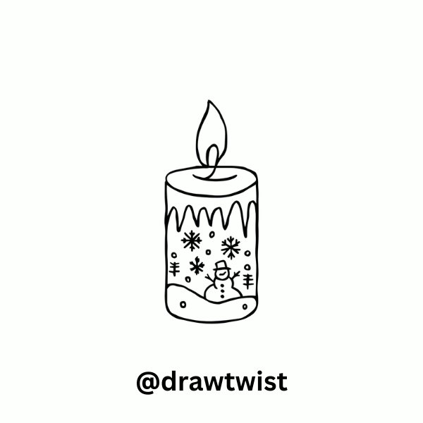 Candle with Winter Decorations