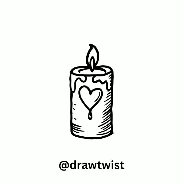Candle with a Dripping Heart Shape