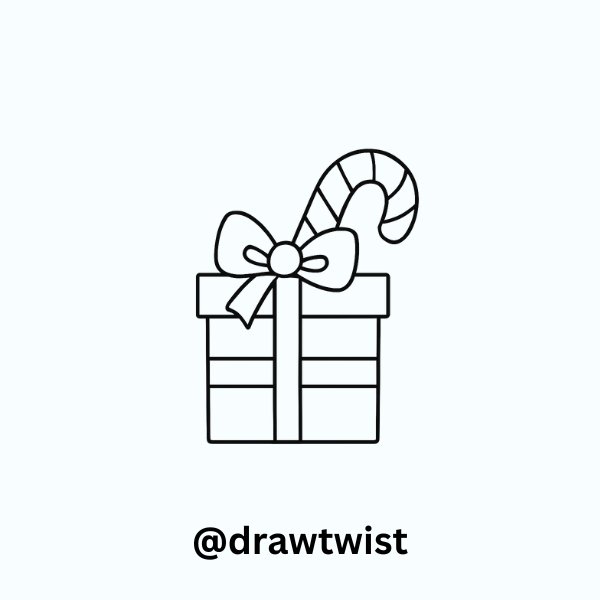 Candy Cane Inside a Gift Box