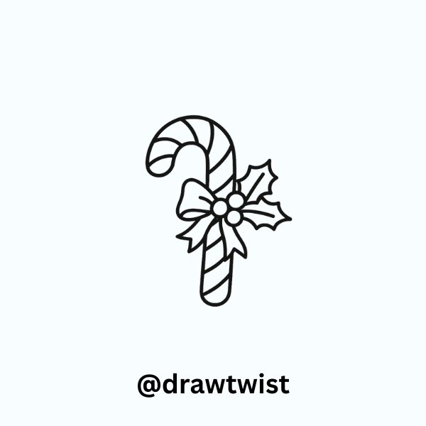 Candy Cane with Holly