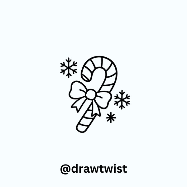 Candy Cane with Snowflakes