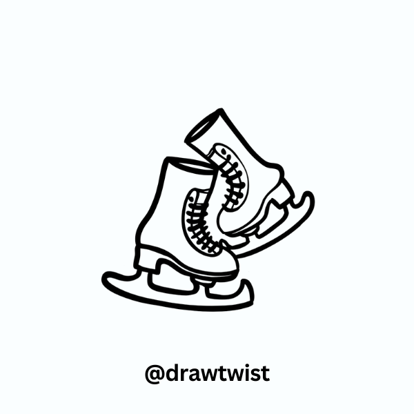 Cartoon Ice Skates with Exaggerated Blades