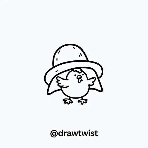 Chicken Hiding Under a Hat