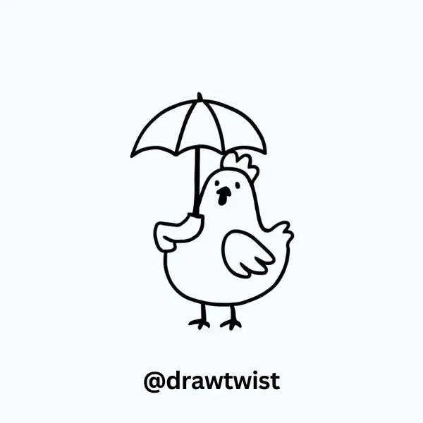 Chicken Holding an Umbrella