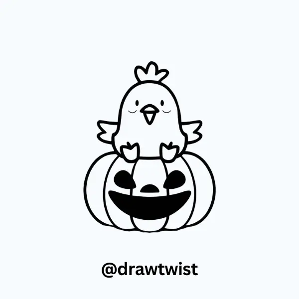 Chicken Sitting on a Pumpkin