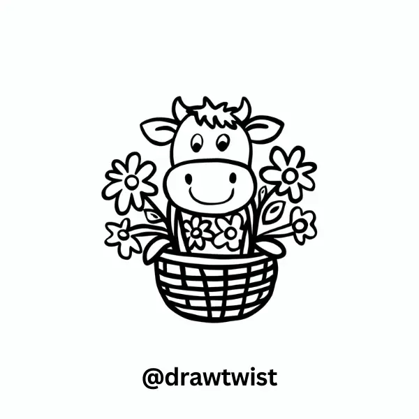 Cow Carrying a Basket of Flowers