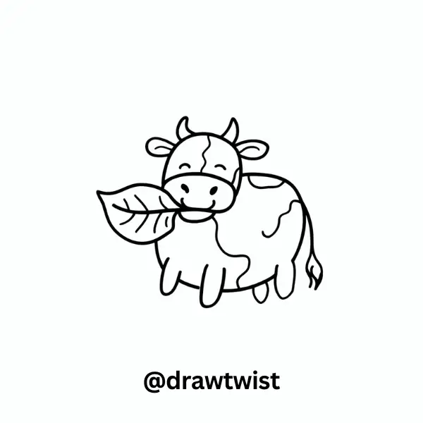 Cow Floating with a Leaf