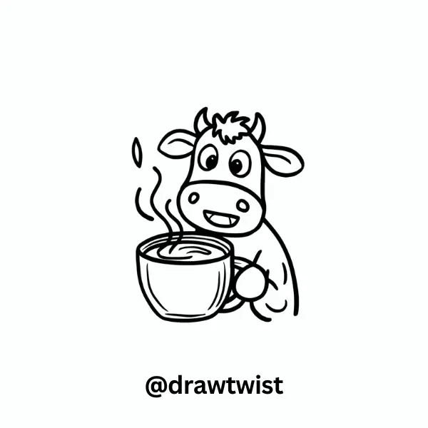 Cow Holding a Cup of Hot Chocolate