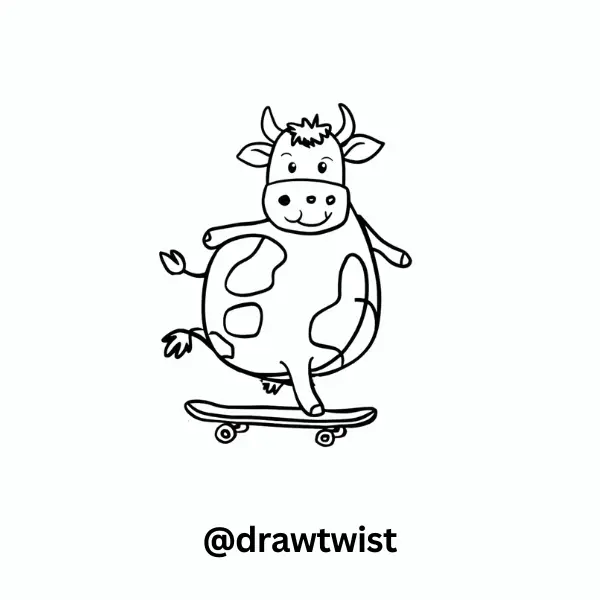 Cow Riding a Skateboard