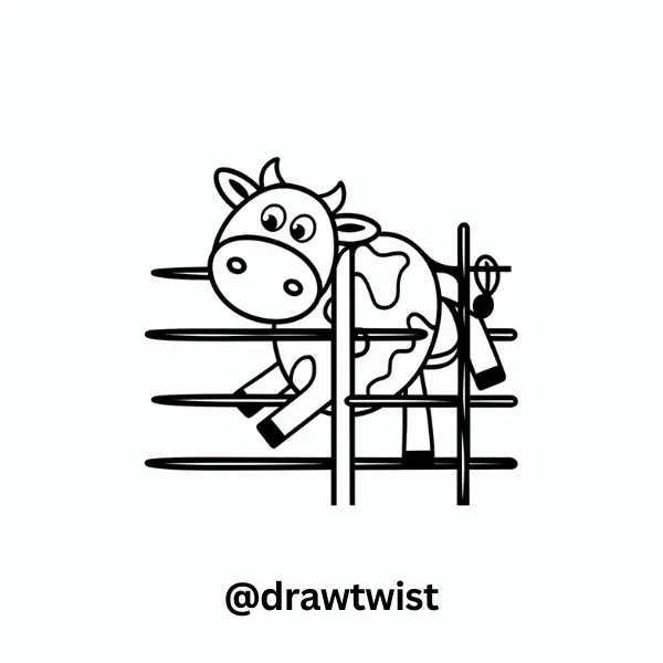 Cow Stuck in a Fence