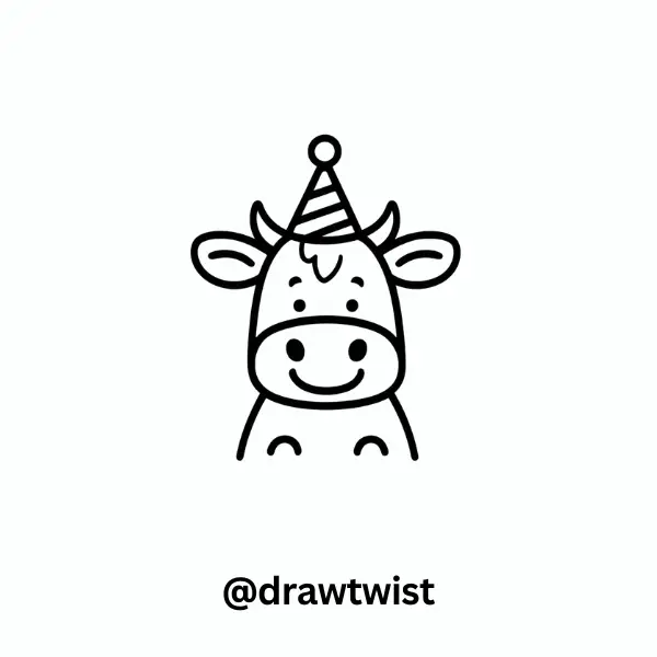Cow Wearing a Party Hat