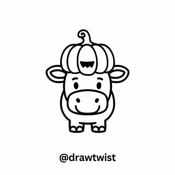 Cow Wearing a Pumpkin Hat