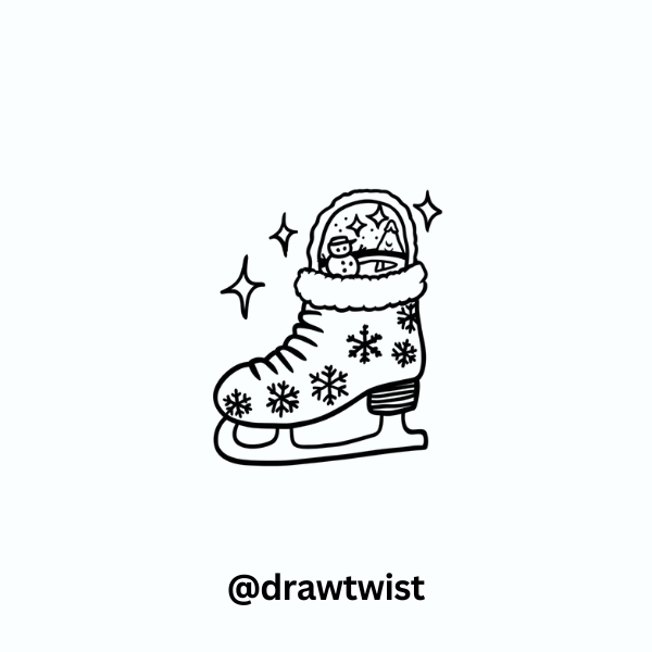 Cozy Ice Skate Filled with Winter Decorations