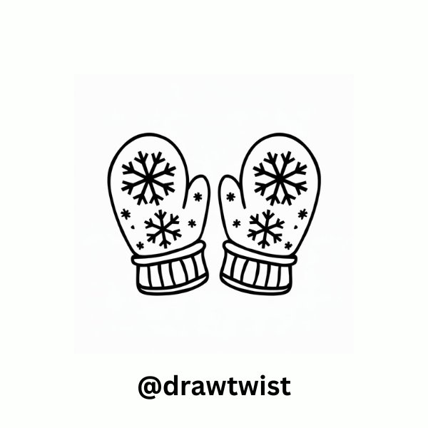 Decorated Mittens with Snowflakes