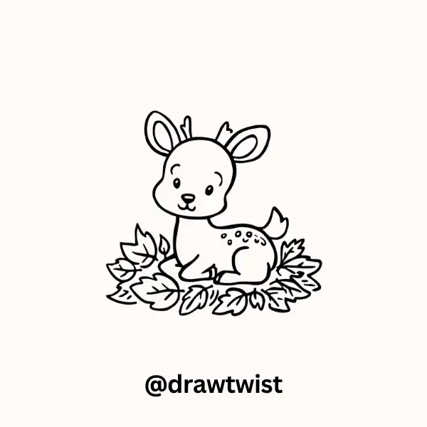 Deer Sitting in a Pile of Leaves