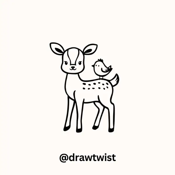 Deer With a Tiny Bird Friend