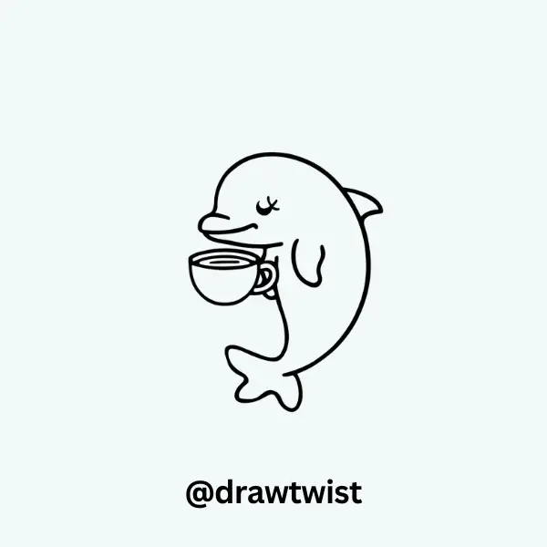 Dolphin Holding a Cup of Tea