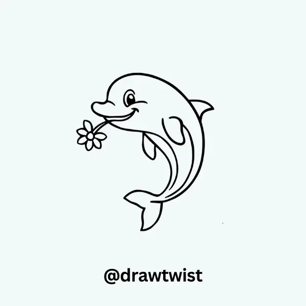 Dolphin Holding a Flower