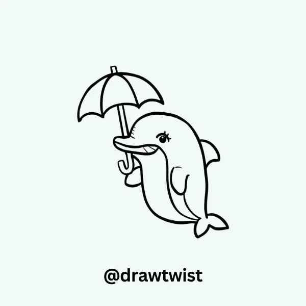 Dolphin Holding an Umbrella