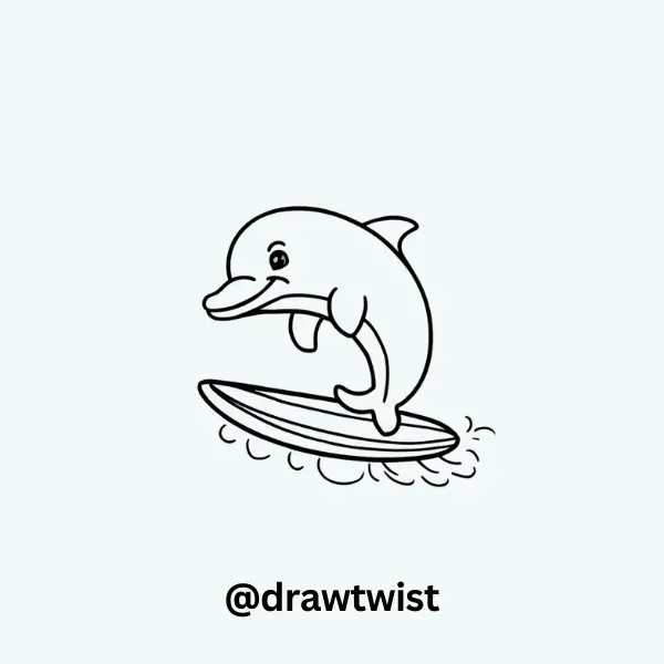Dolphin Riding a Surfboard